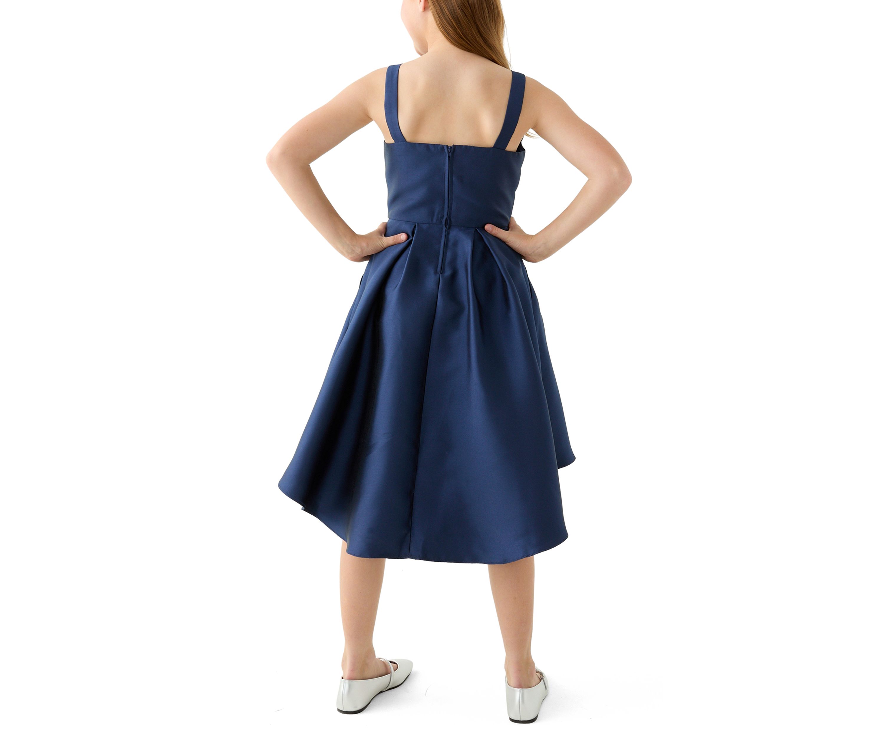 Girls 7-16 Hi Low Fit and Flare Dress with Bow