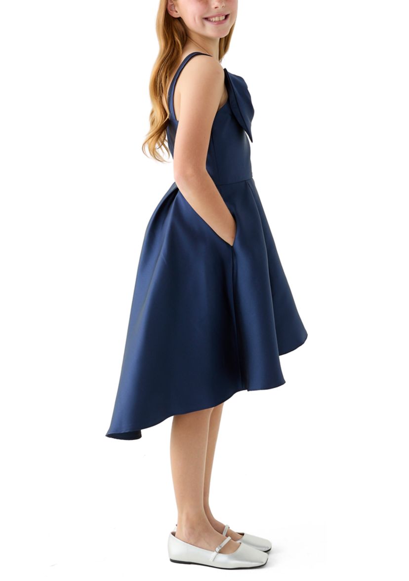 Girls 7-16 Hi Low Fit and Flare Dress with Bow