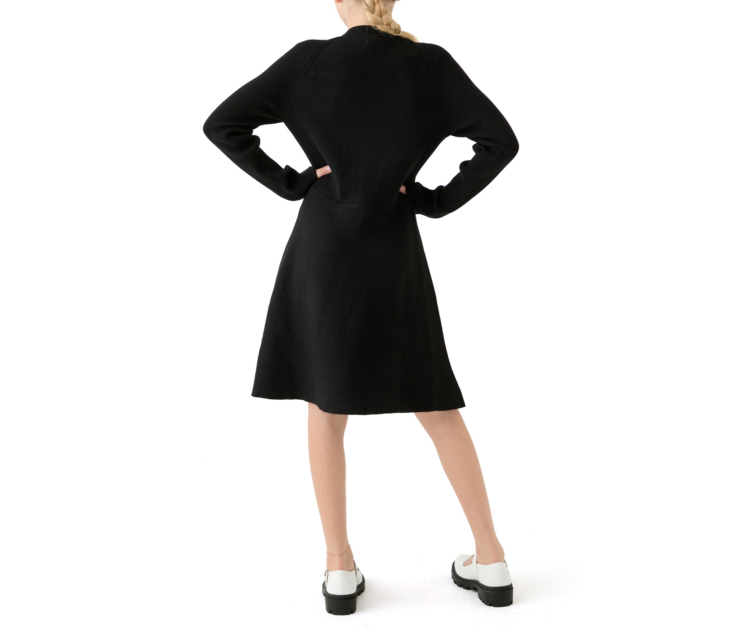 Girls 7-16 Pearl Shoulder Sweater Knit Dress