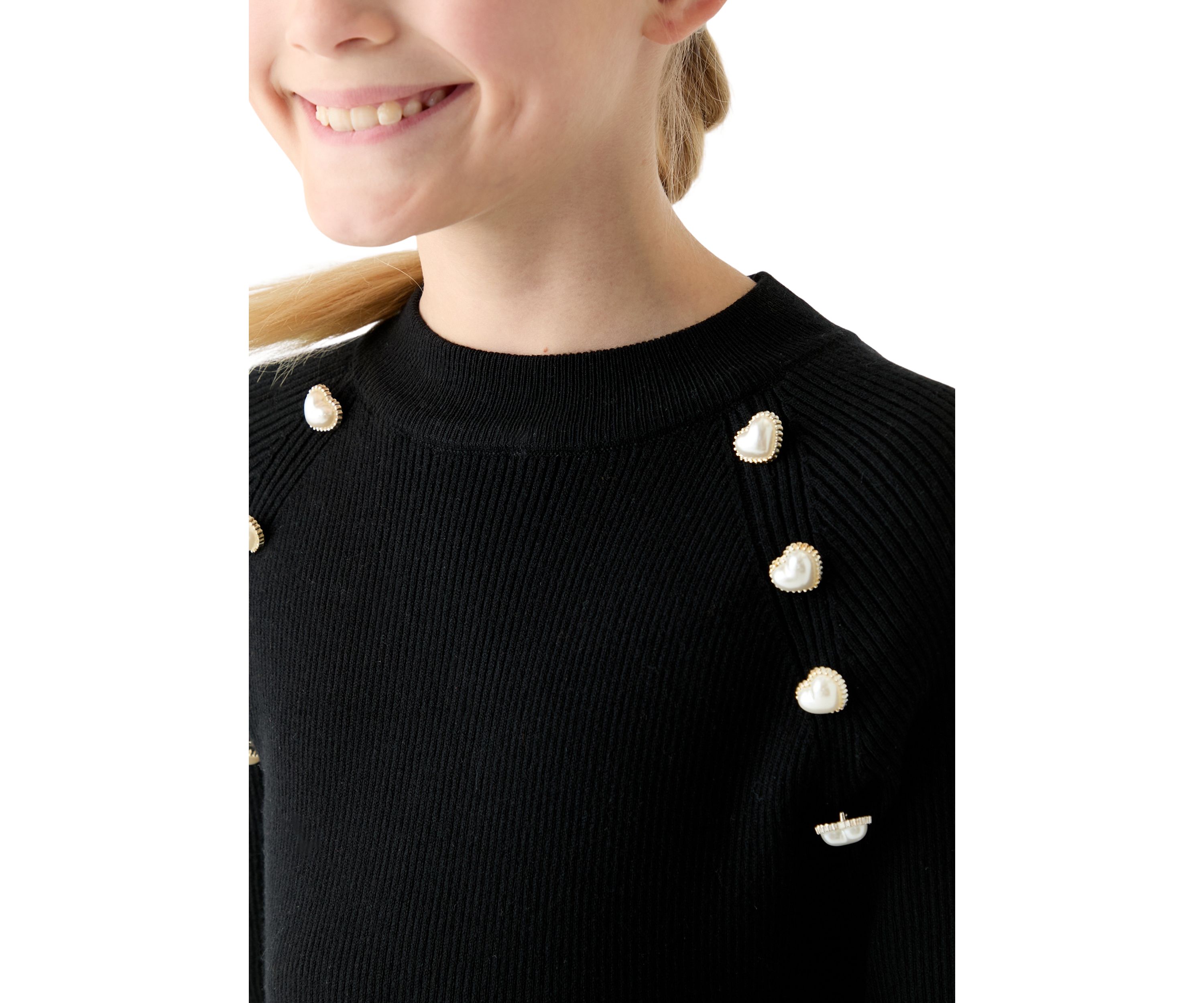 Girls 7-16 Pearl Shoulder Sweater Knit Dress
