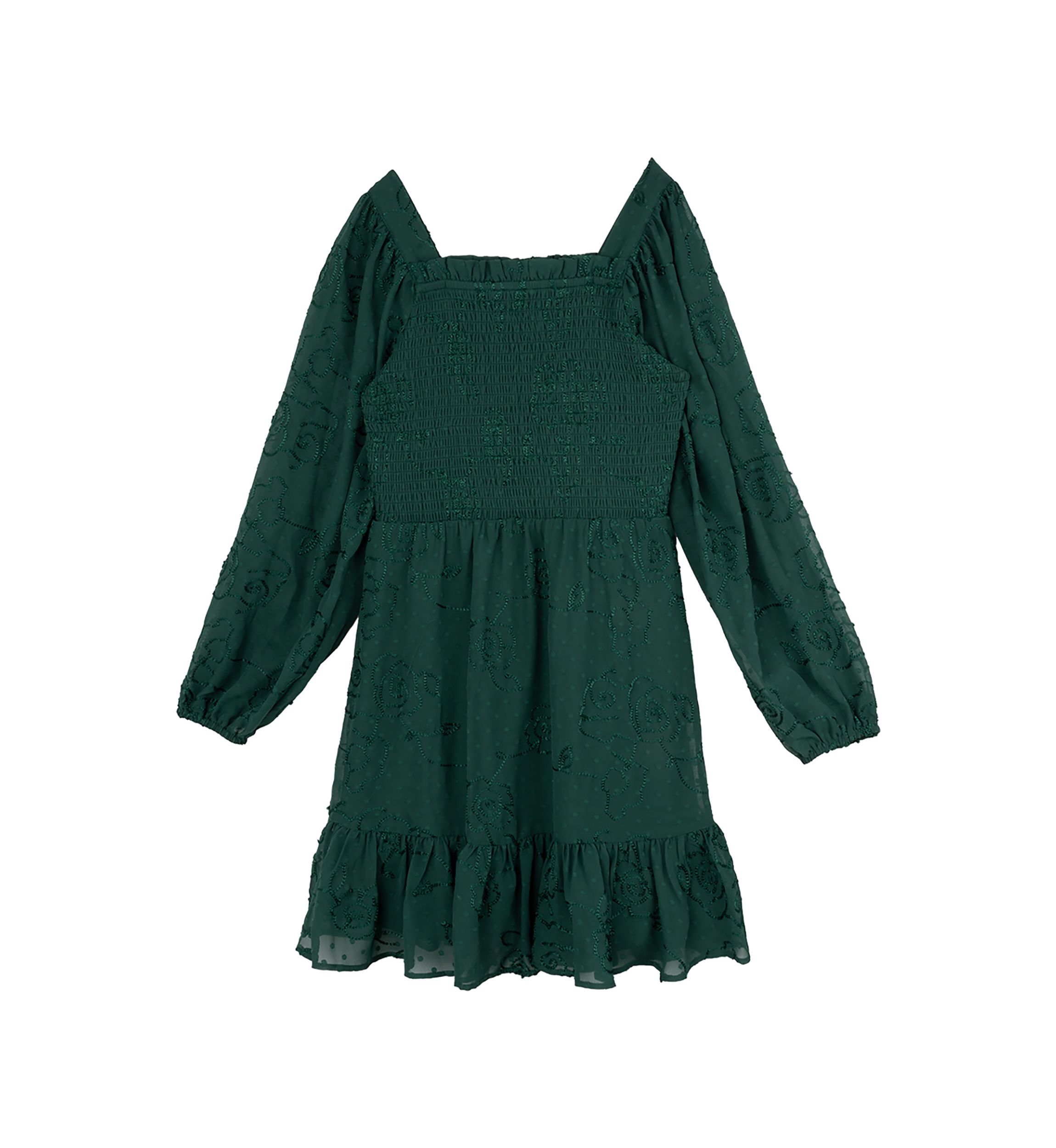 Girls 7-16 Embroidered Smocked Bodice Dress
