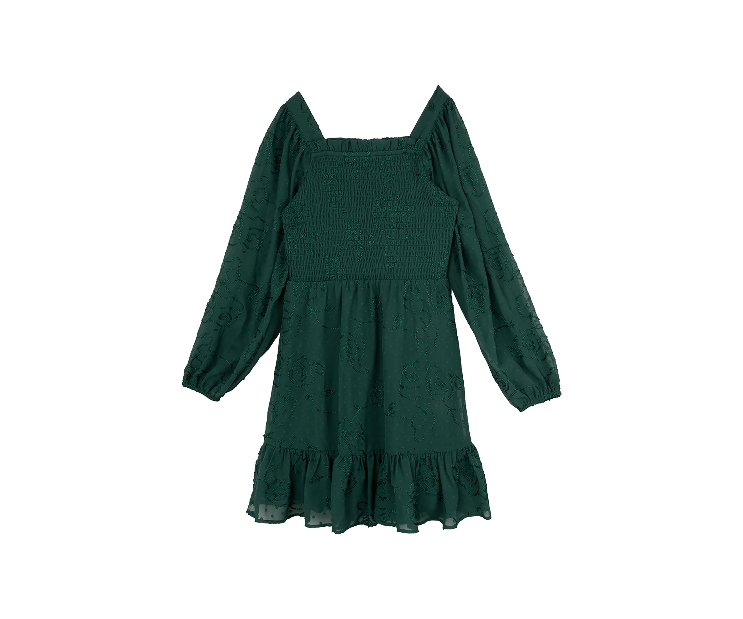 Girls 7-16 Embroidered Smocked Bodice Dress
