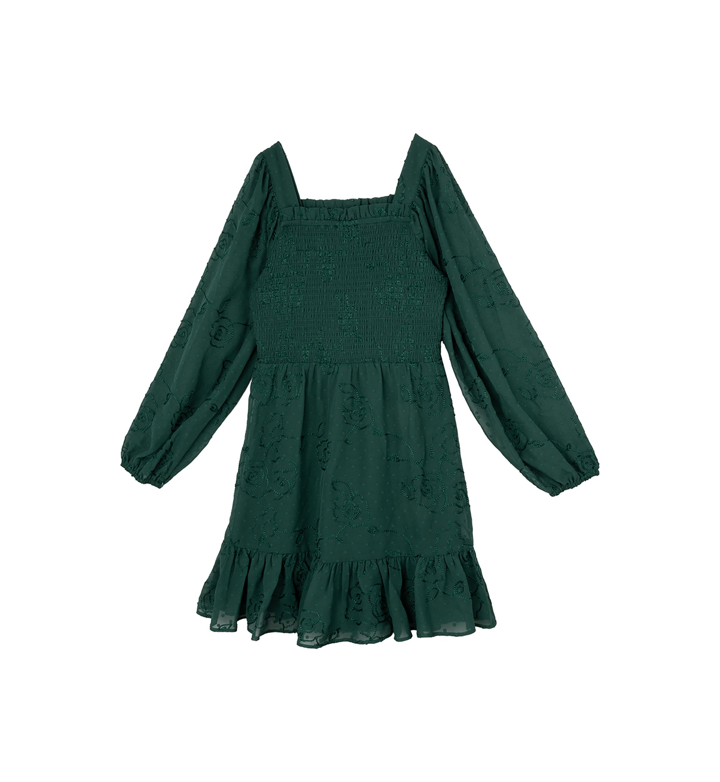 Girls 7-16 Embroidered Smocked Bodice Dress