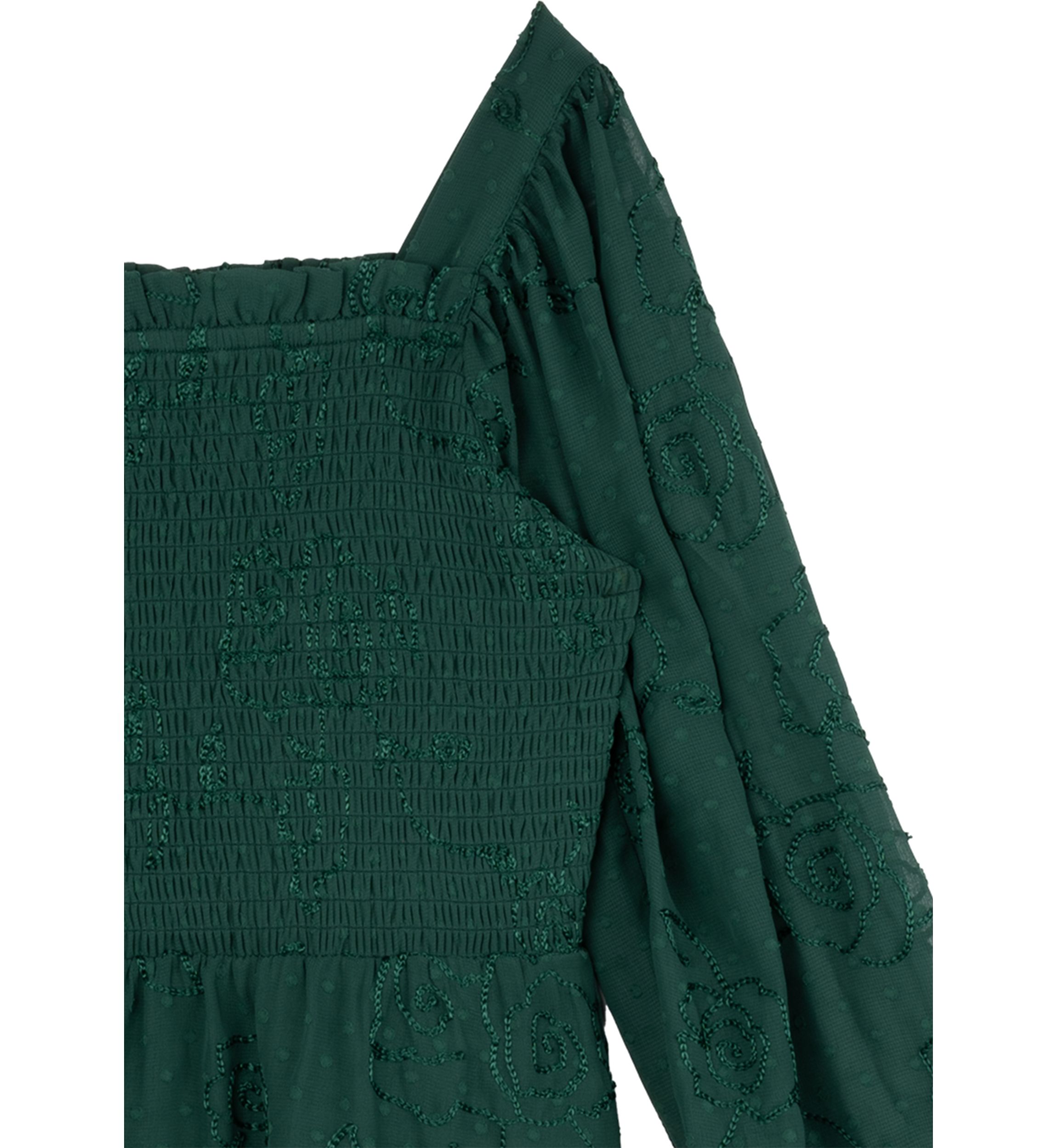 Girls 7-16 Embroidered Smocked Bodice Dress