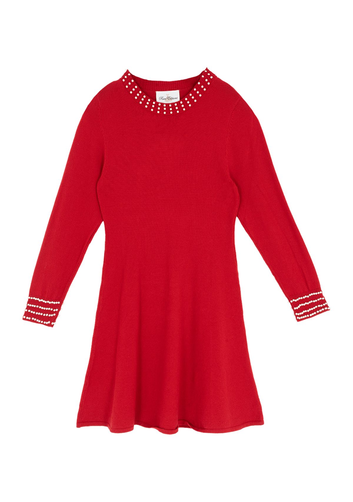 Girls 7-16 Long Sleeve Pearl Neck Sweater Dress
