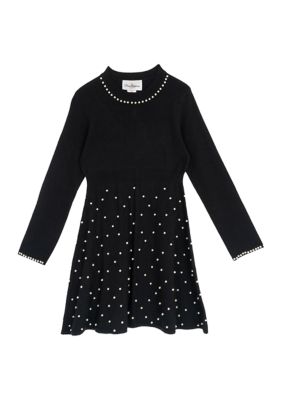 Rare Editions Girls 7-16 Long Sleeve Pearl Sweater Dress