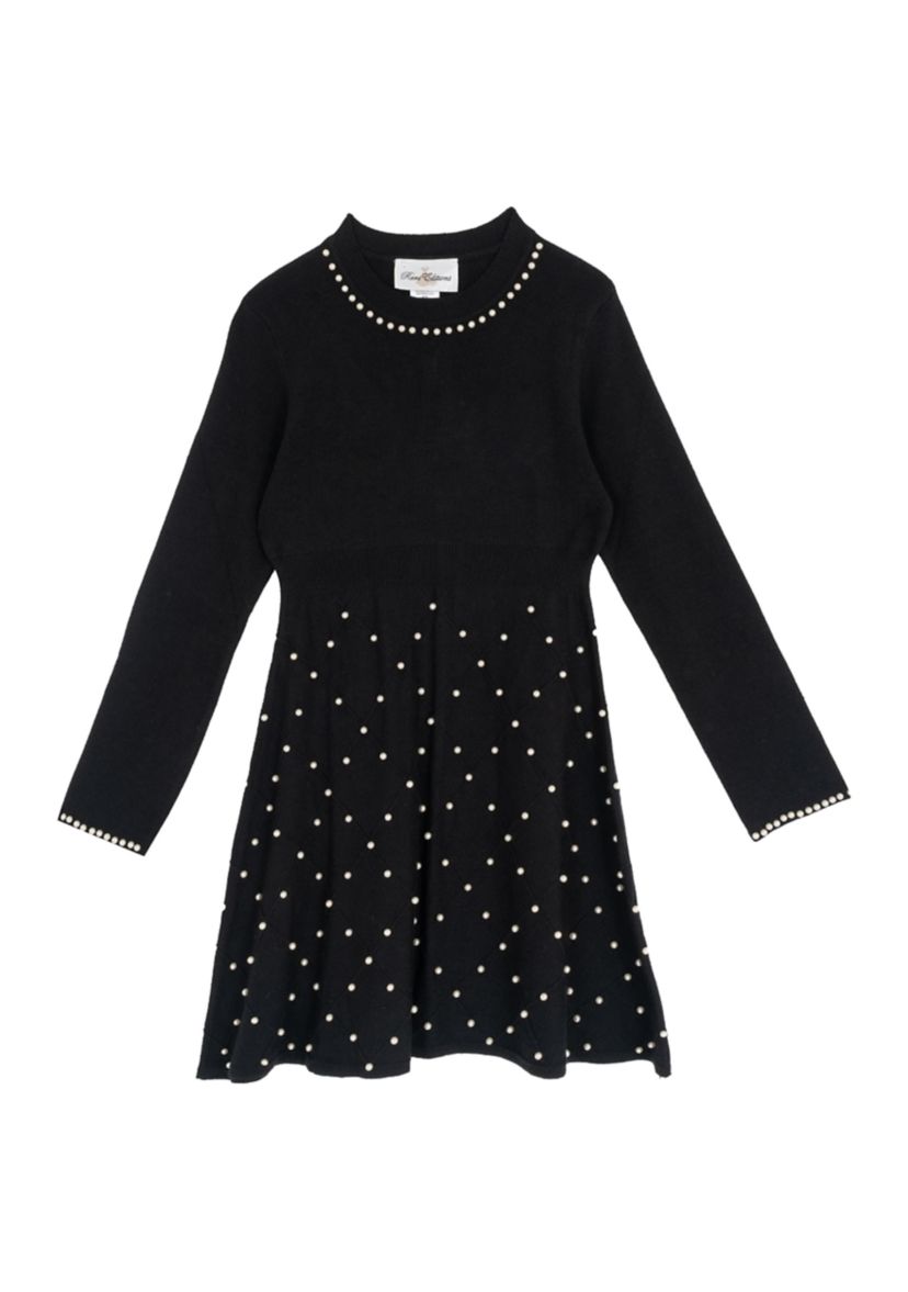 Girls 7-16 Long Sleeve Pearl Sweater Dress