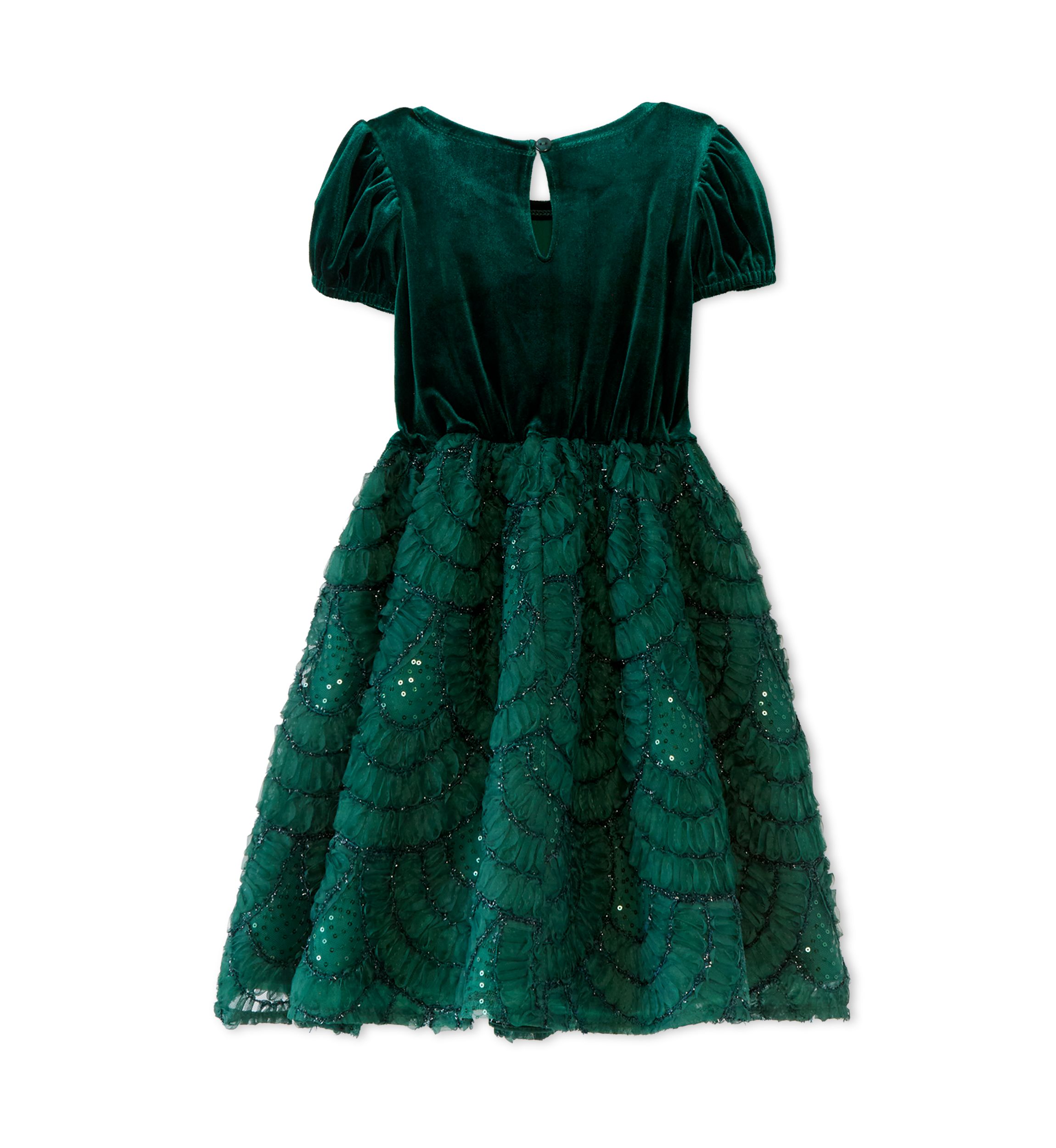 Rare Editions Kids Green Velvet Soutache Dress, 10