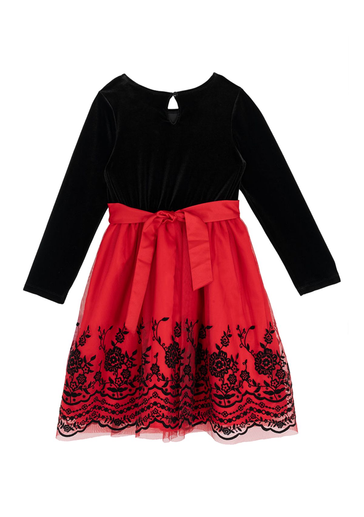 Girls 7-16 Velvet Bodice Flocked Mesh Skirt Dress