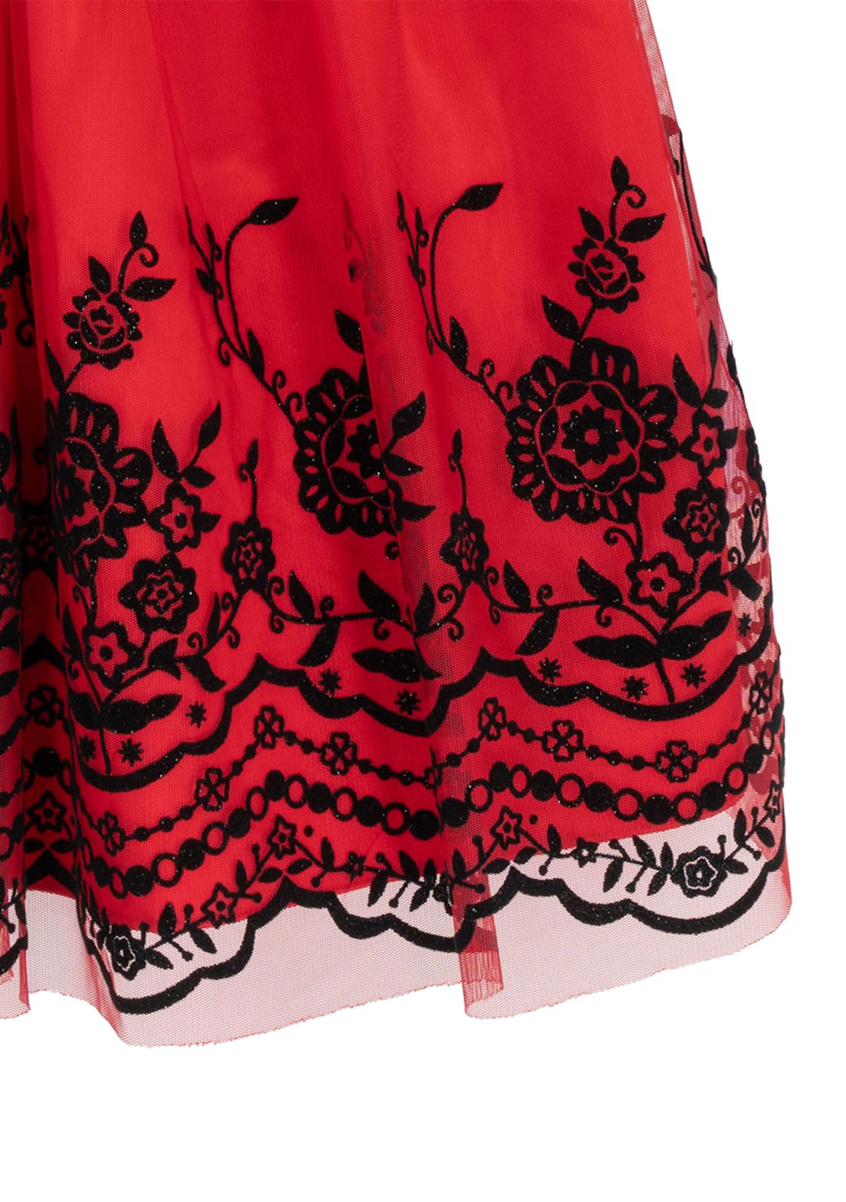 Girls 7-16 Velvet Bodice Flocked Mesh Skirt Dress