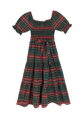 Rare Editions Girls 7-16 Plaid Tiered Maxi Dress