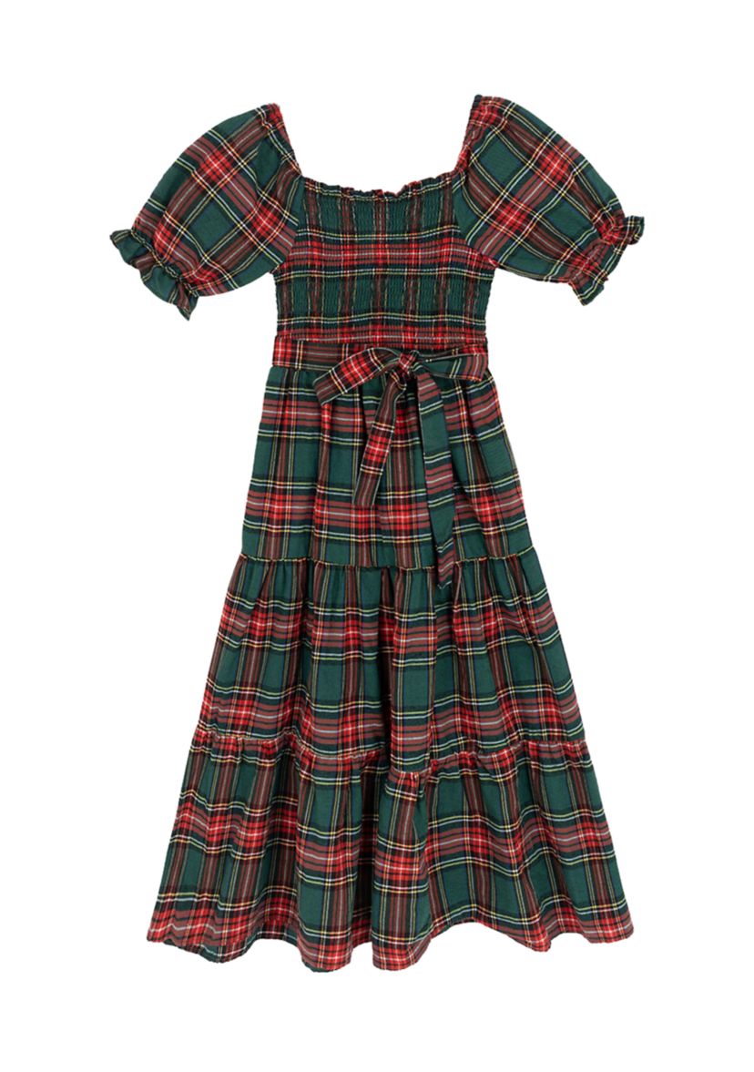 Girls 7-16 Plaid Tiered Maxi Dress 