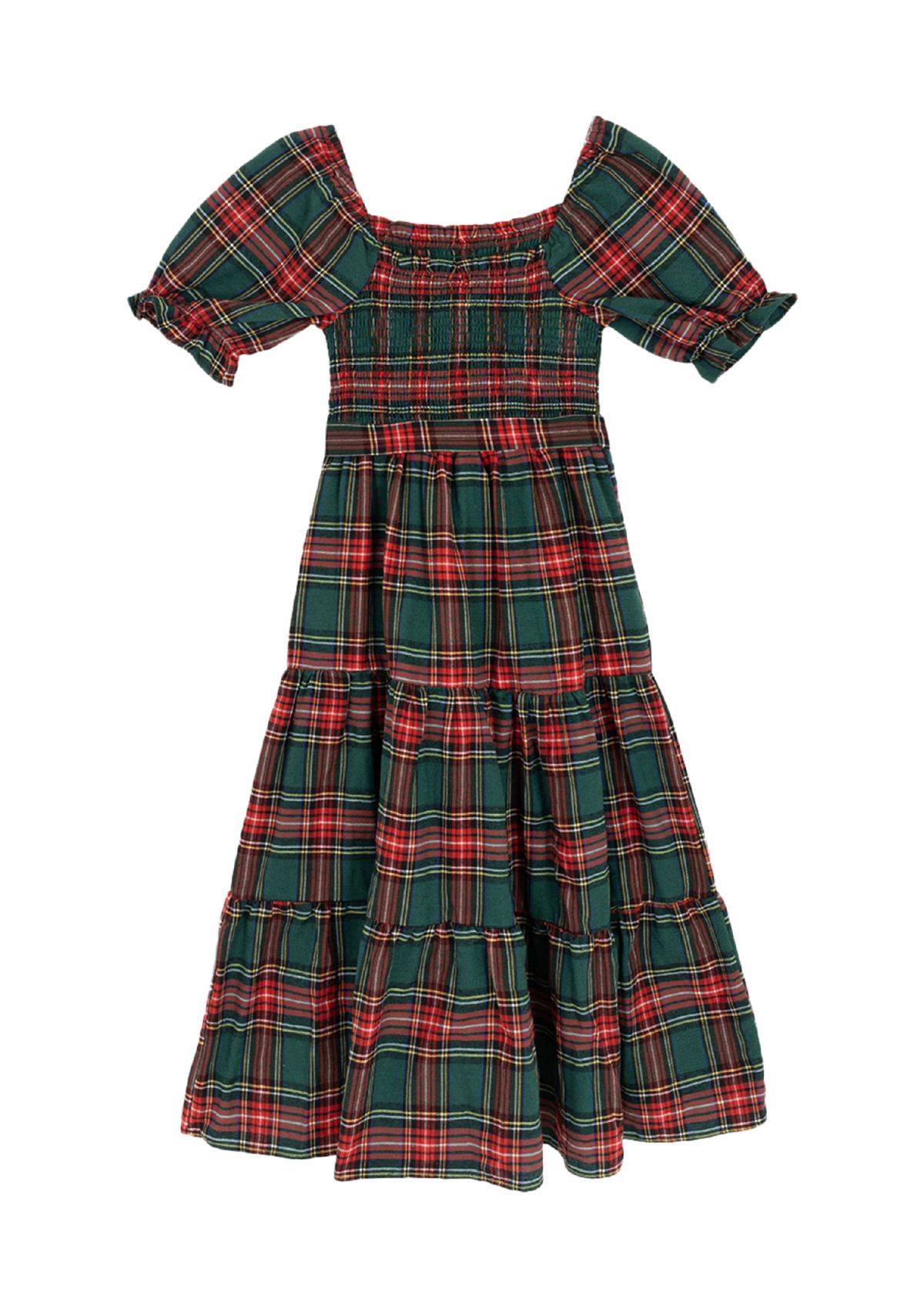 Girls 7-16 Plaid Tiered Maxi Dress 
