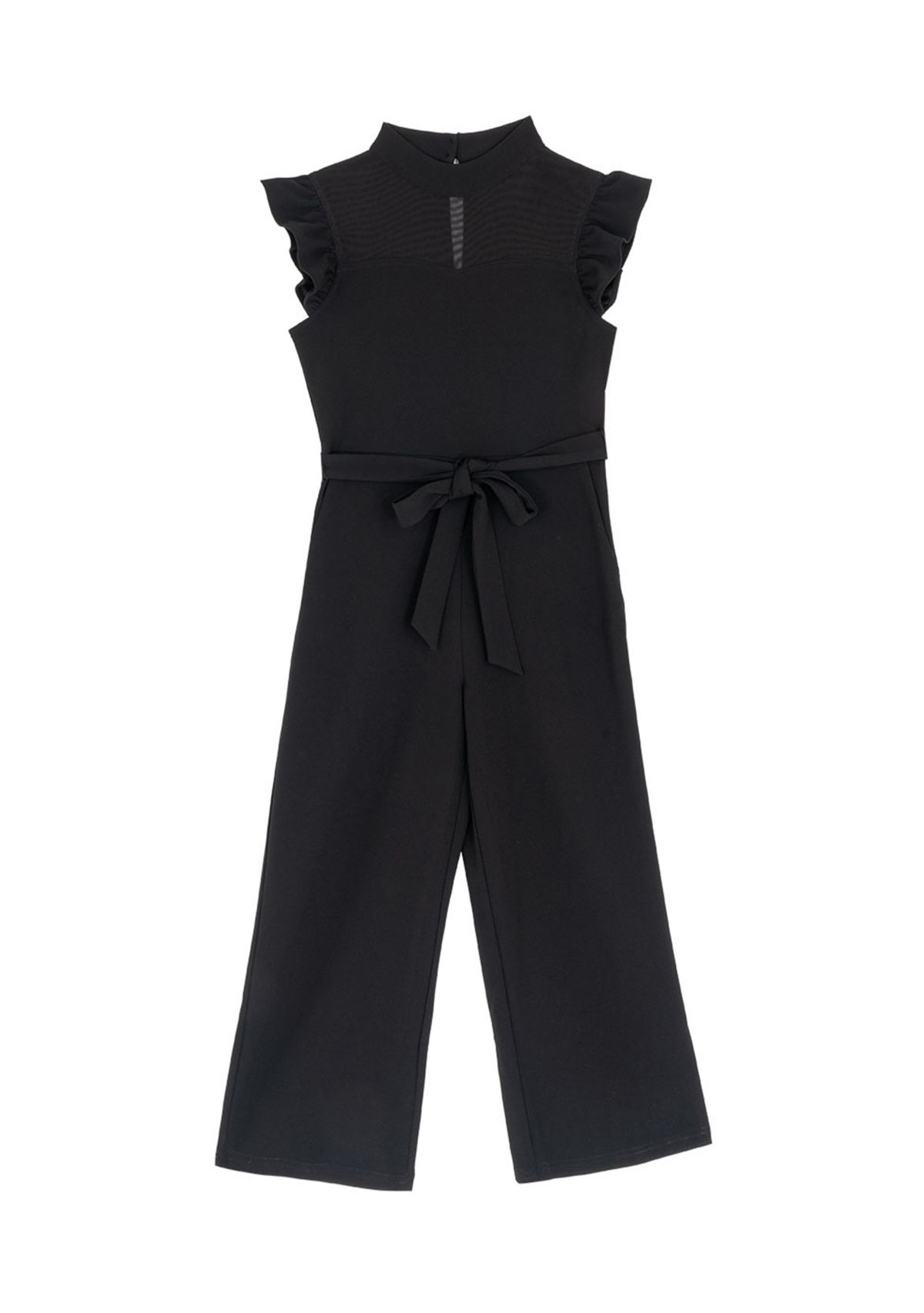 Girls 7-16 Sleeveless Ruffle Shoulder Scuba Crepe Jumpsuit 