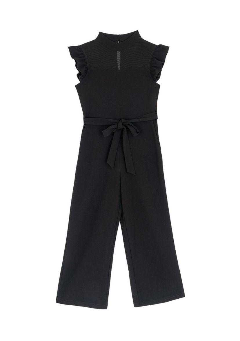 Girls 7-16 Sleeveless Ruffle Shoulder Scuba Crepe Jumpsuit 