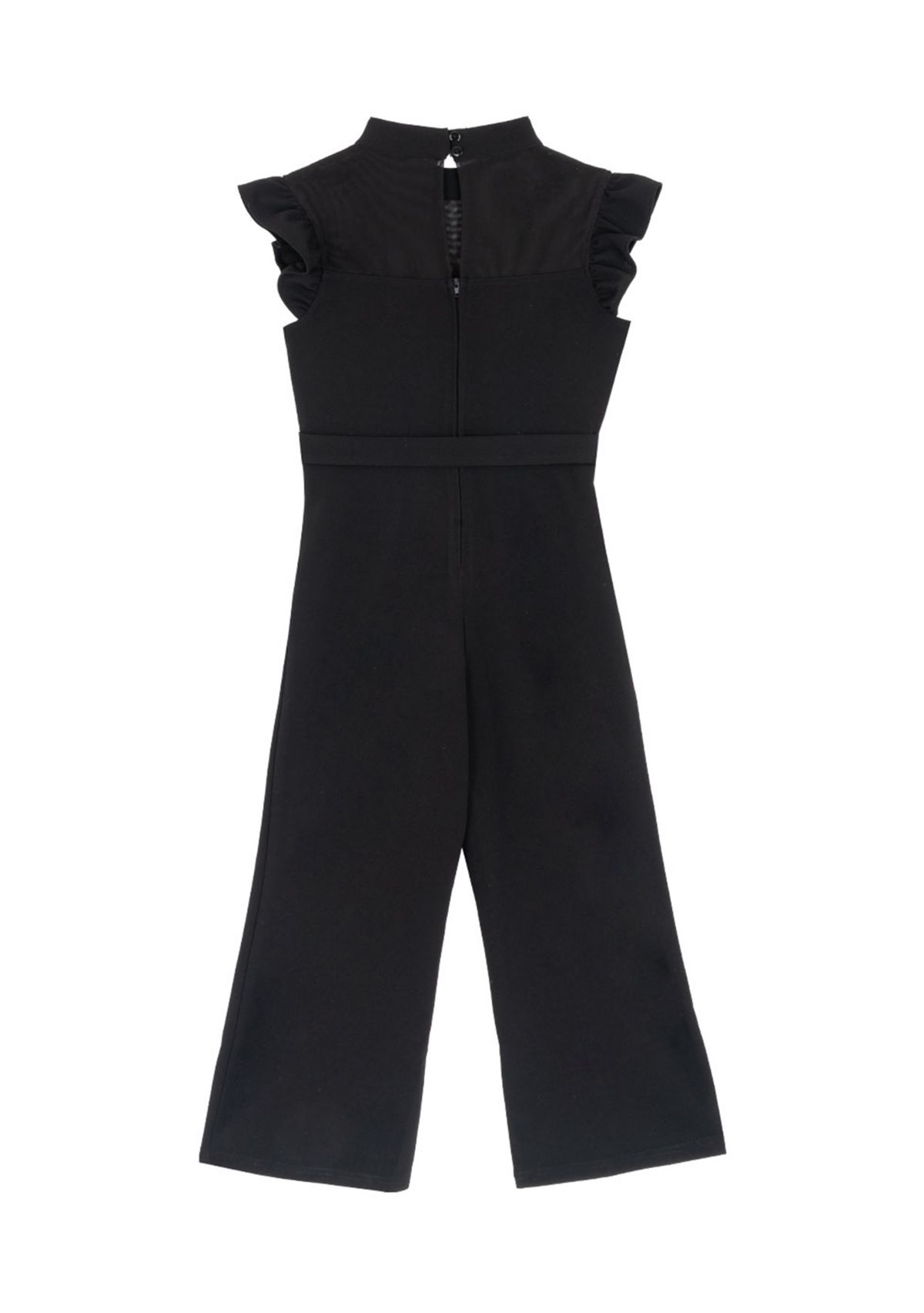 Girls 7-16 Sleeveless Ruffle Shoulder Scuba Crepe Jumpsuit 