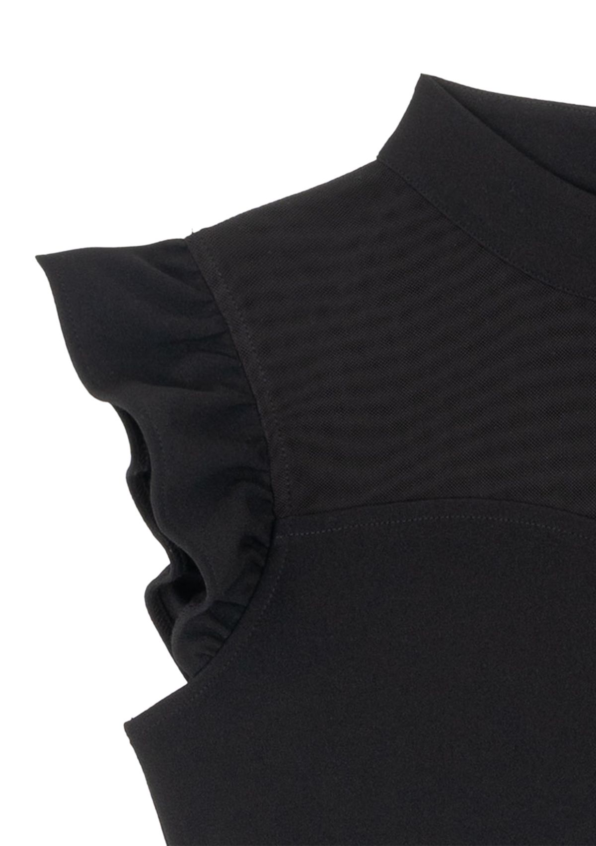 Girls 7-16 Sleeveless Ruffle Shoulder Scuba Crepe Jumpsuit 