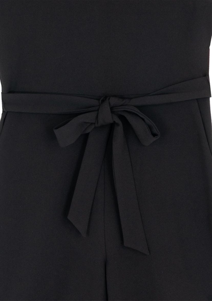 Girls 7-16 Sleeveless Ruffle Shoulder Scuba Crepe Jumpsuit 