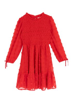 Rare Editions Girls 7-16 Clip Dot Chiffon Dress