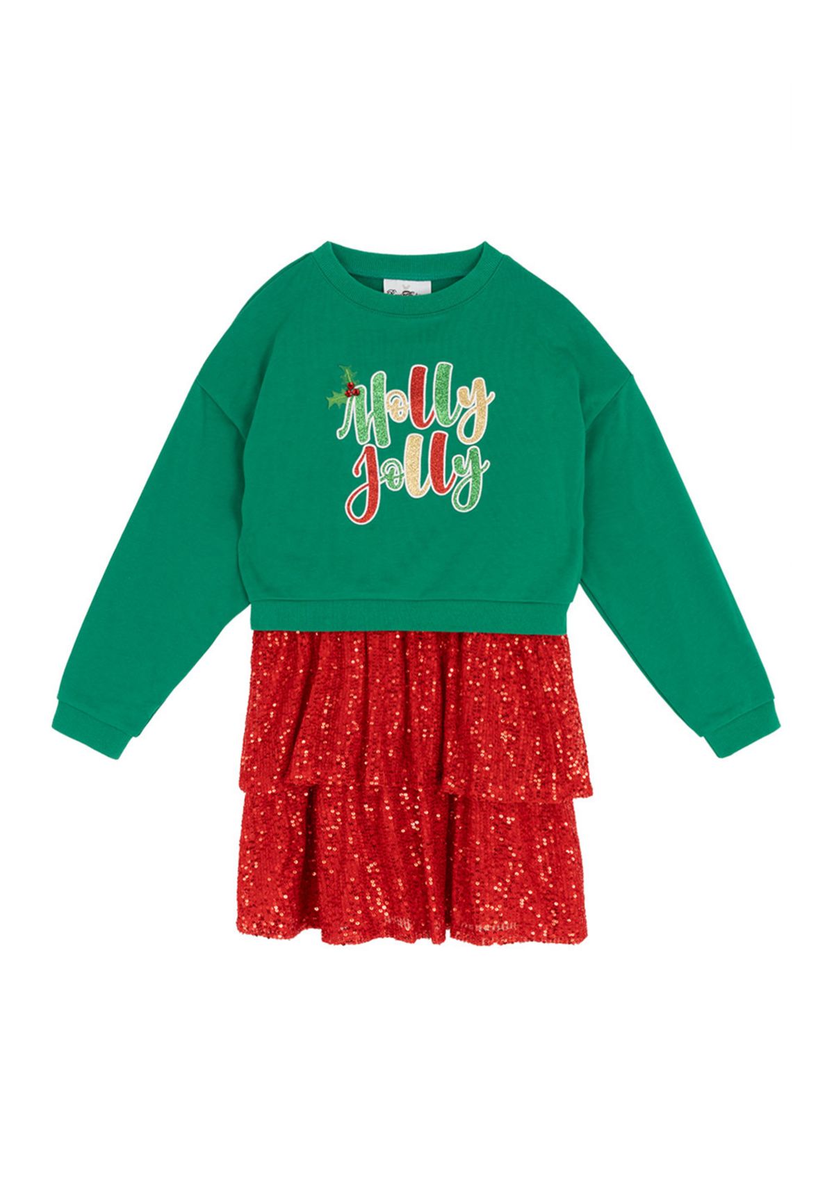 Girls 7-16 Holly Jolly Popover Dress