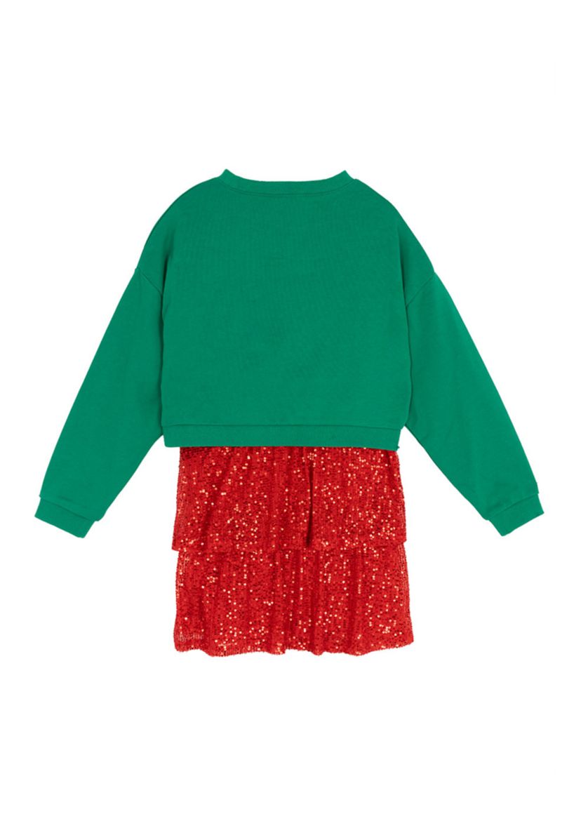 Girls 7-16 Holly Jolly Popover Dress