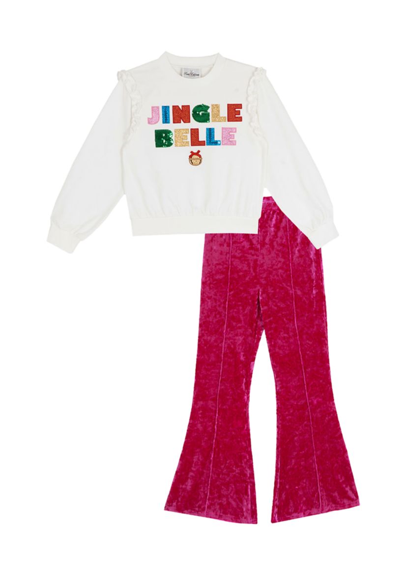 Girls 7-16 Jingle Belle Top and Velvet Bell Bottom Legging Set 