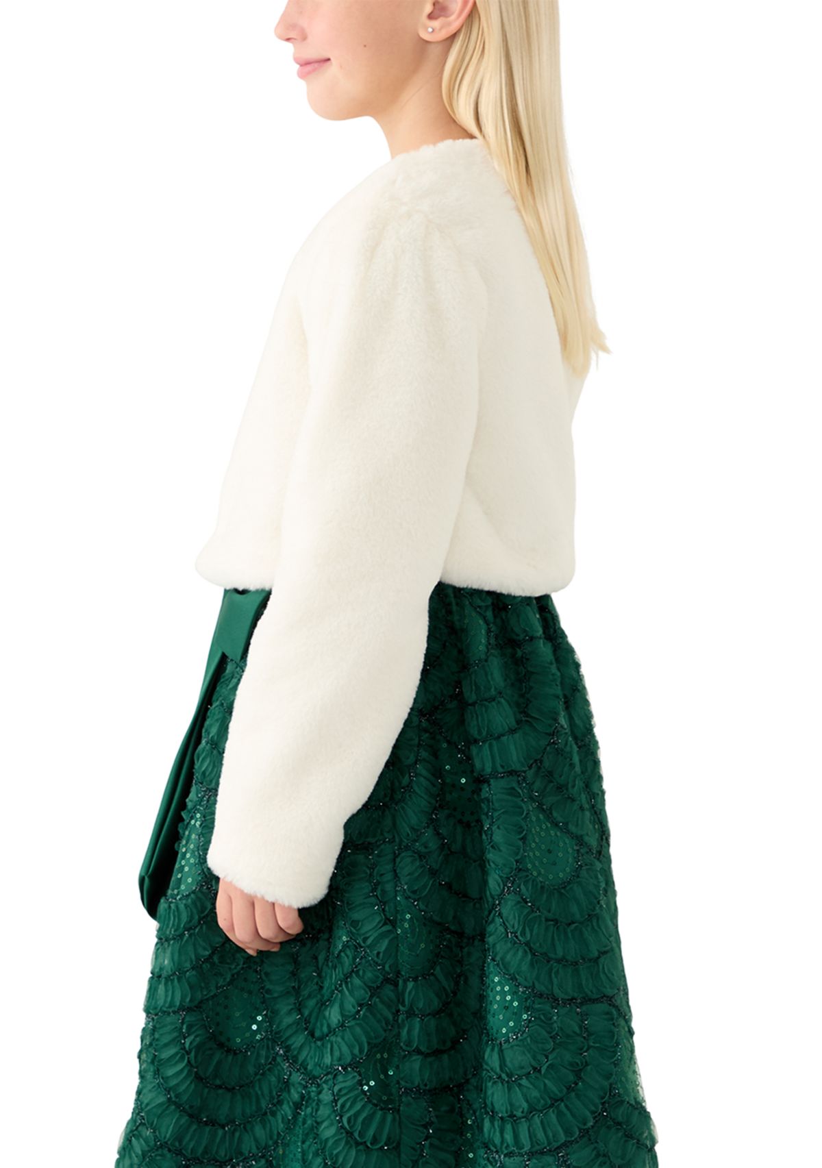 Girls 7-16 Ivory Fur Shrug