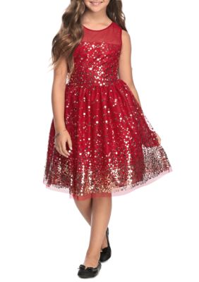 Rare Editions Sequin Flare Dress Girls 7-16 | belk