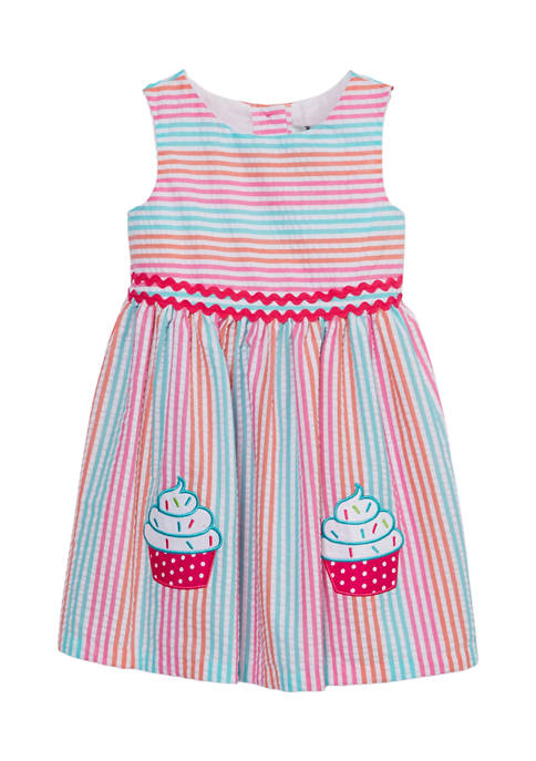 Rare Editions Girls 4-6x Seersucker Stripe Cupcake Dress