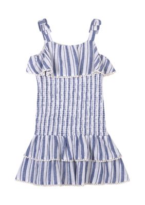 Rare Editions Girls 4-6x Yarn Dye Striped Smocked Dress
