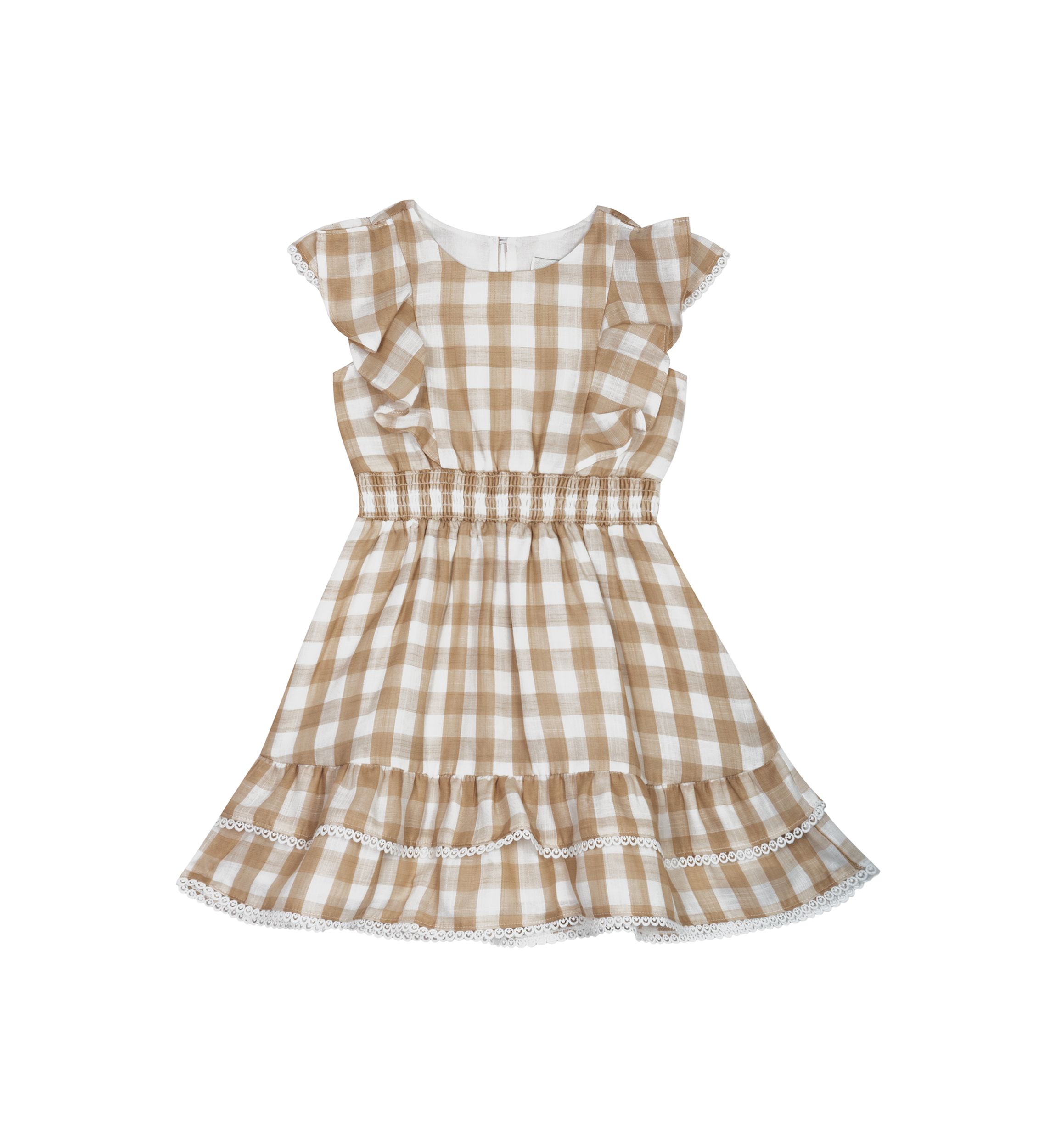 Girls 4-6x Gingham Ruffle Sleeve Dress