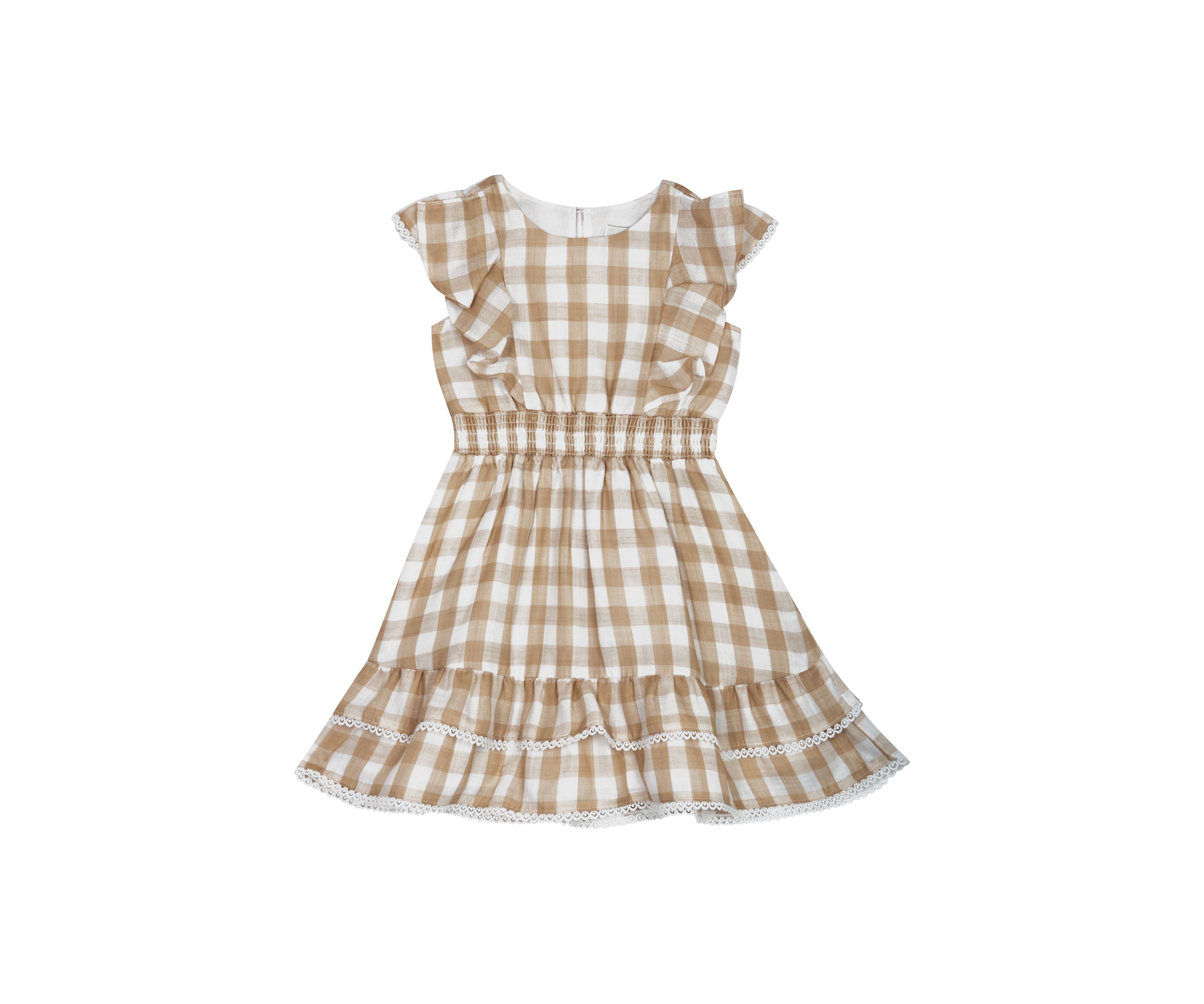 Girls 4-6x Gingham Ruffle Sleeve Dress