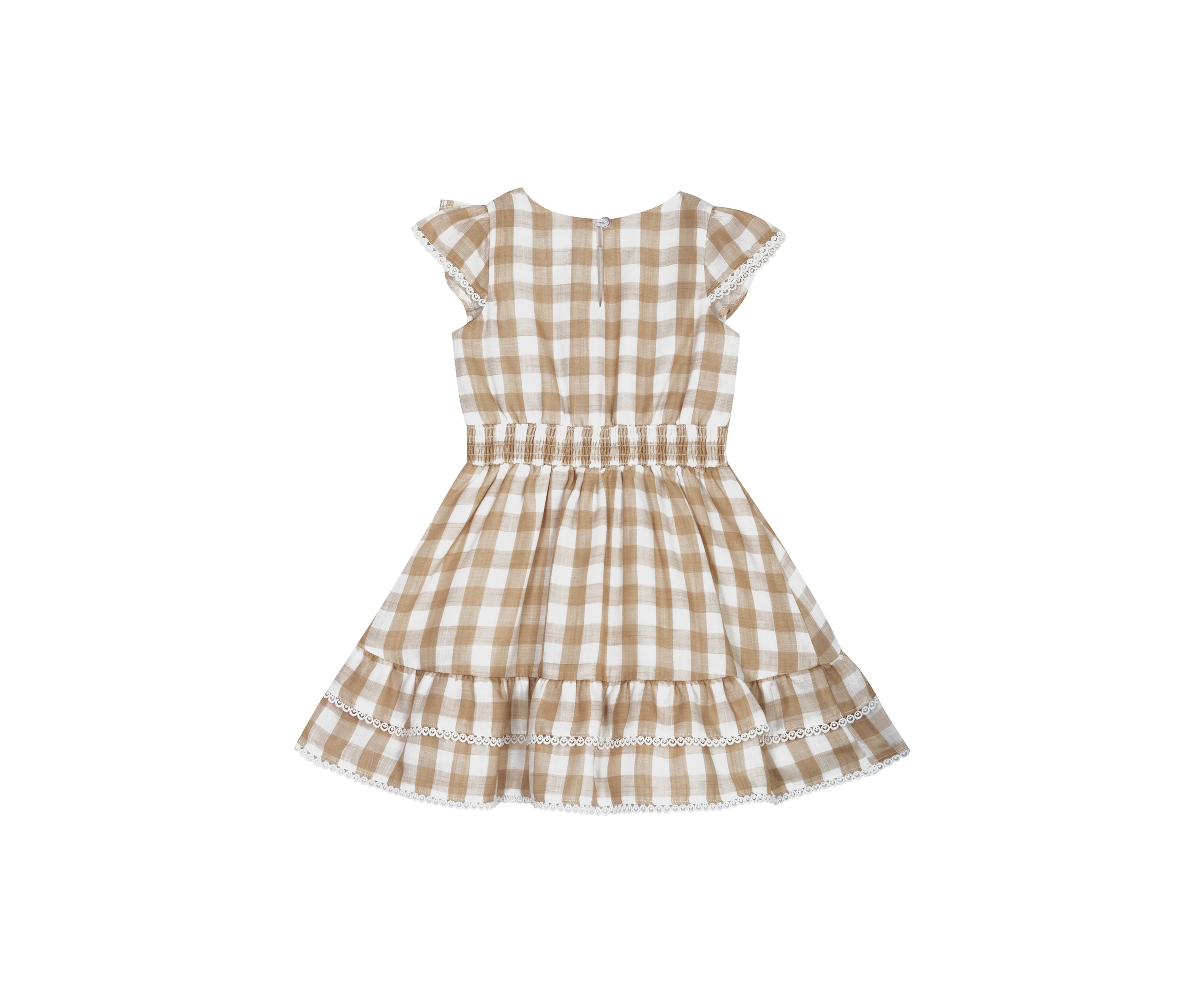 Girls 4-6x Gingham Ruffle Sleeve Dress