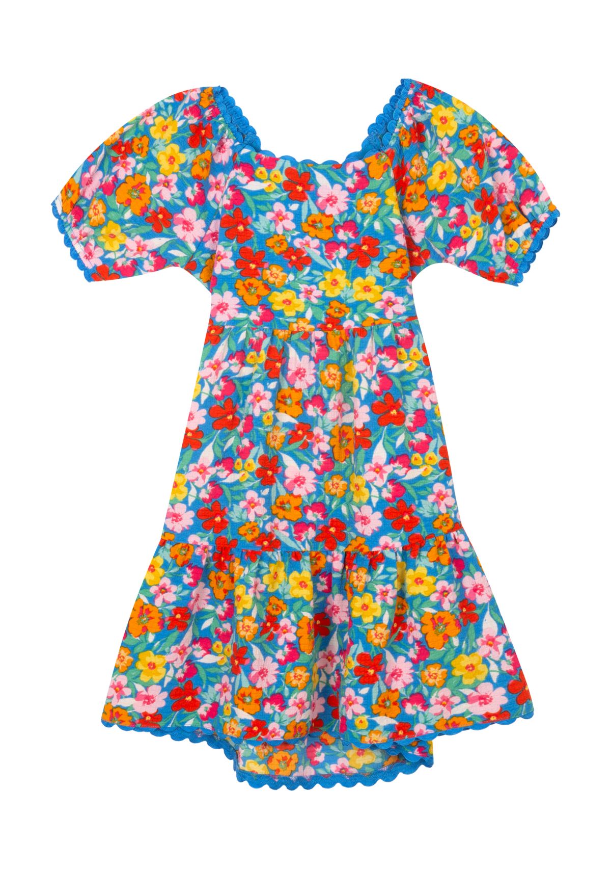 Girls 4-6x Floral Printed Dress with Back Tie