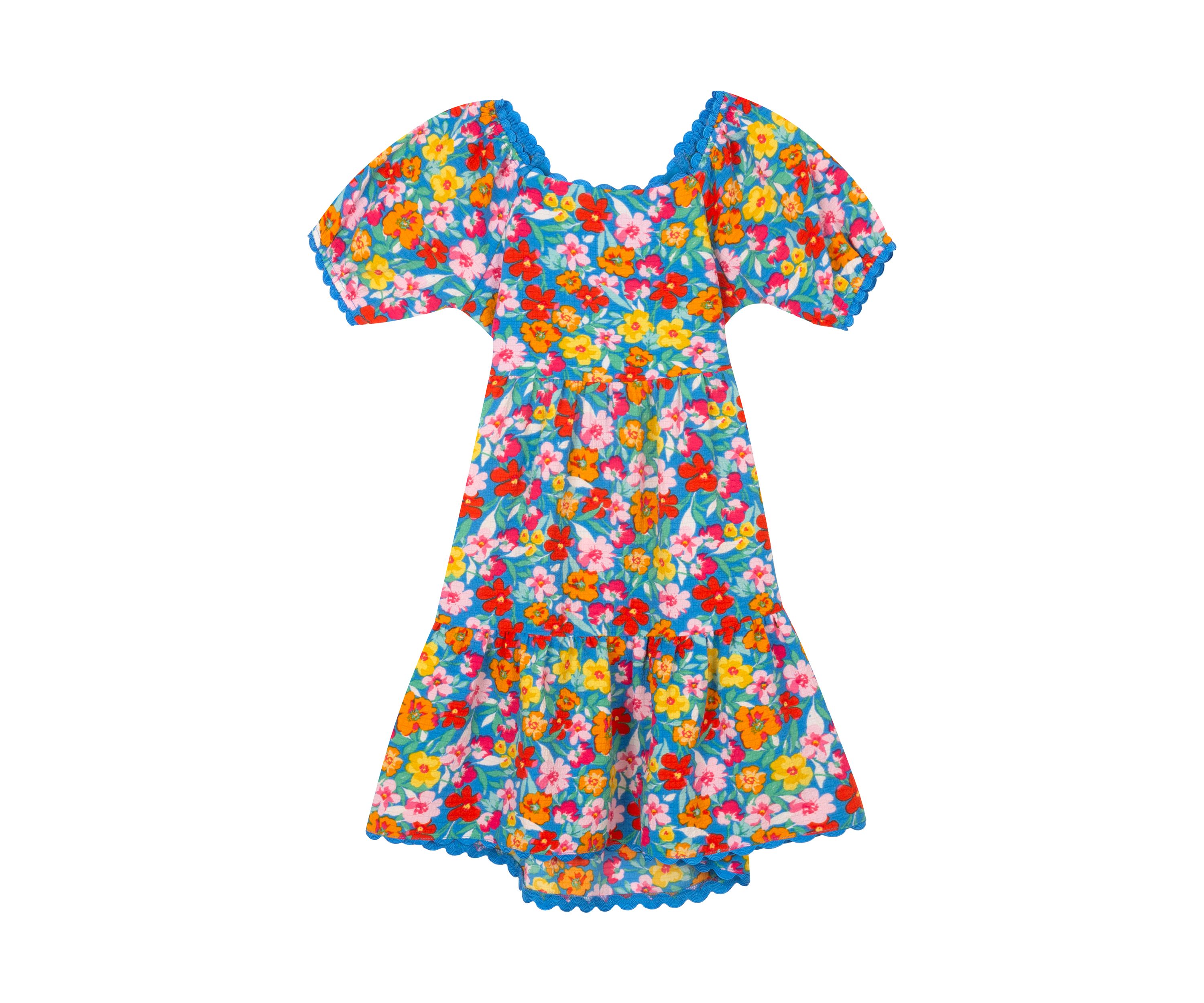 Girls 4-6x Floral Printed Dress with Back Tie