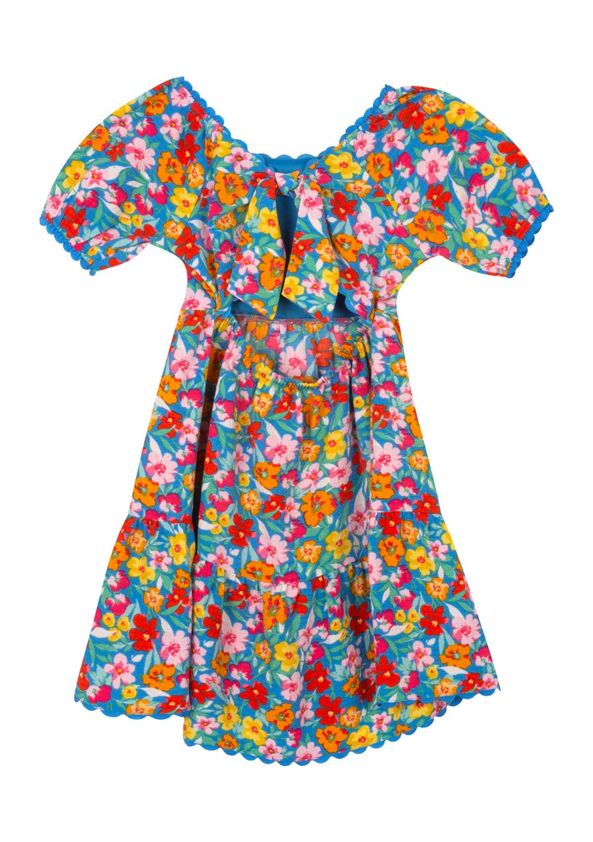 Girls 4-6x Floral Printed Dress with Back Tie
