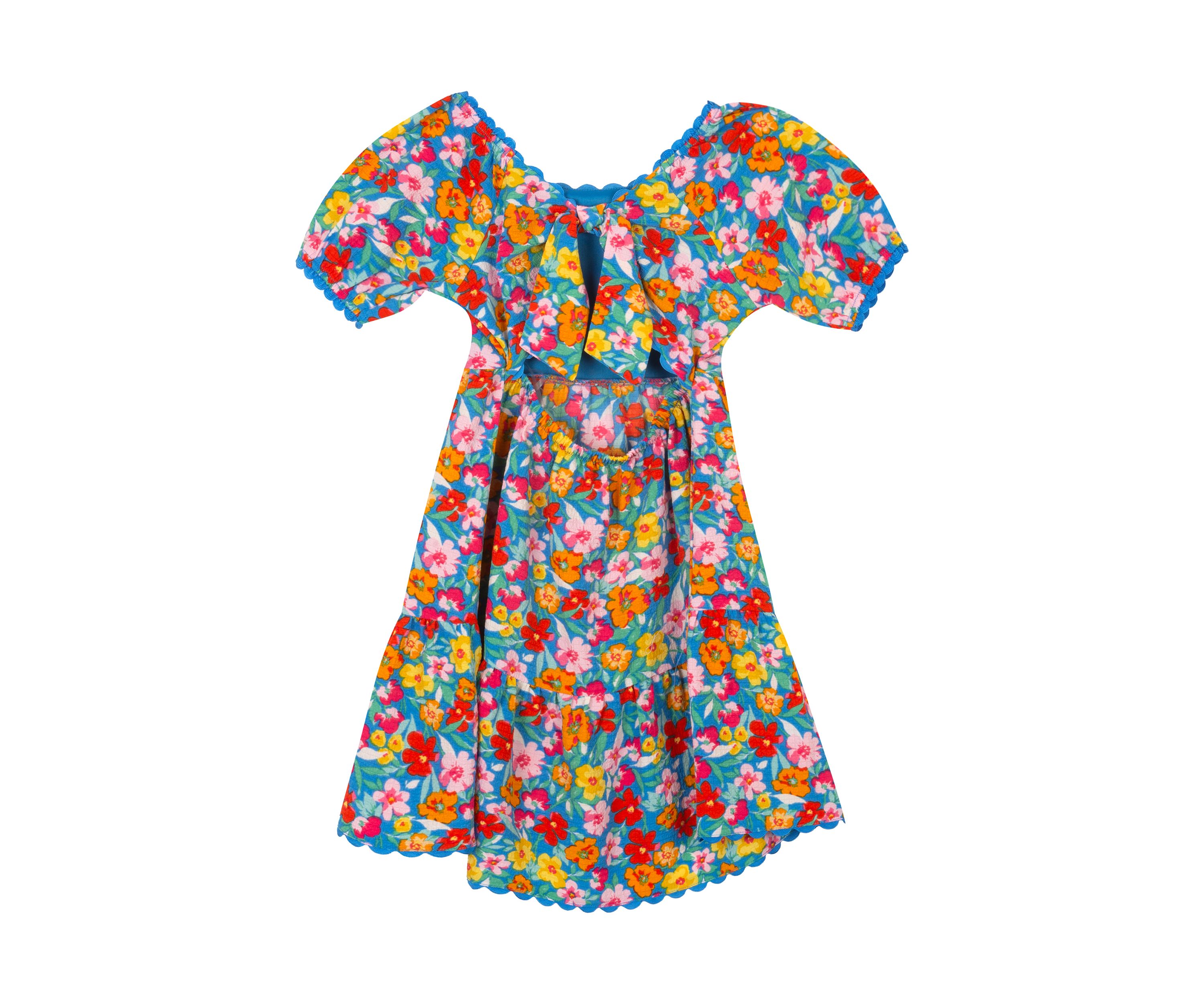 Girls 4-6x Floral Printed Dress with Back Tie
