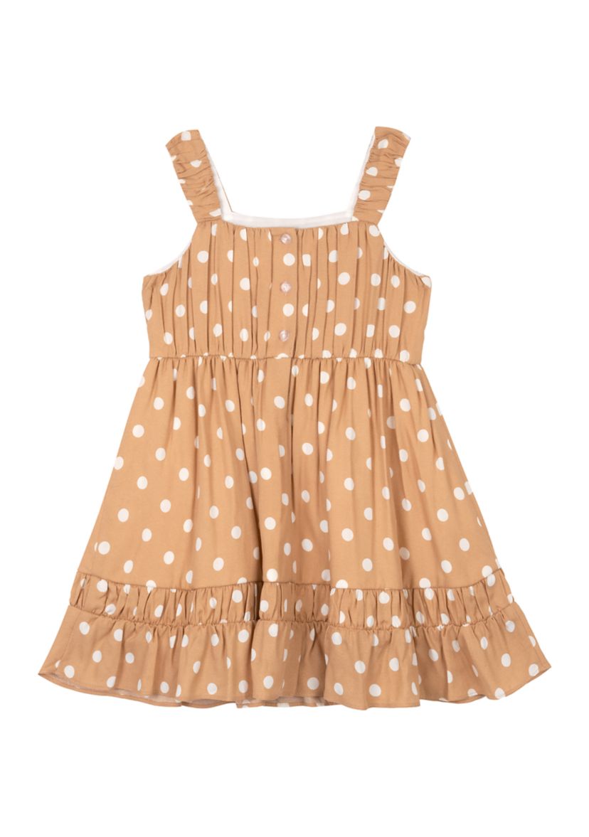 Girls 4-6x Polka Dot Ruffle Dress with Scrunchie 