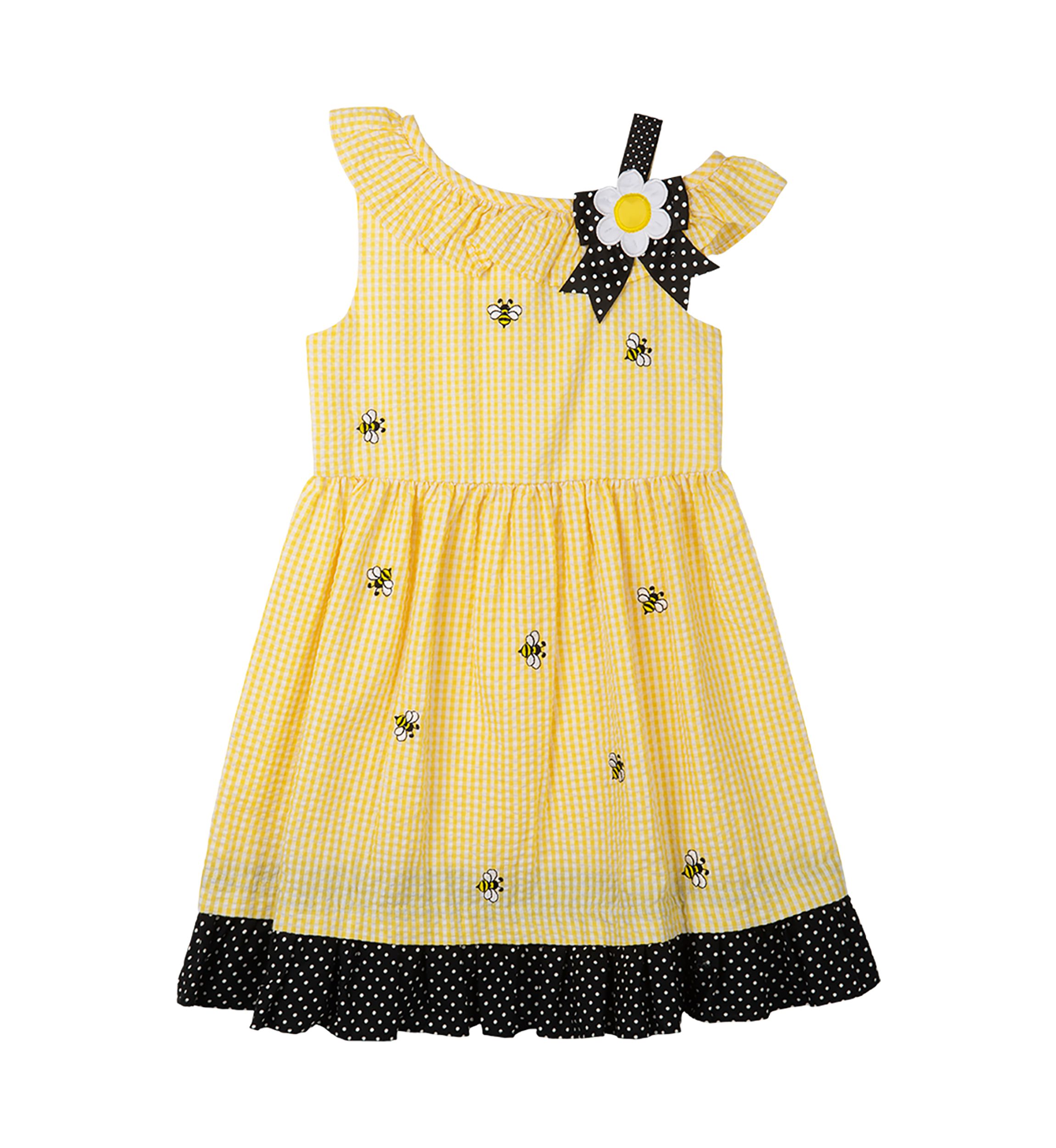 Girls 4-6x Check Bee Seersucker Dress