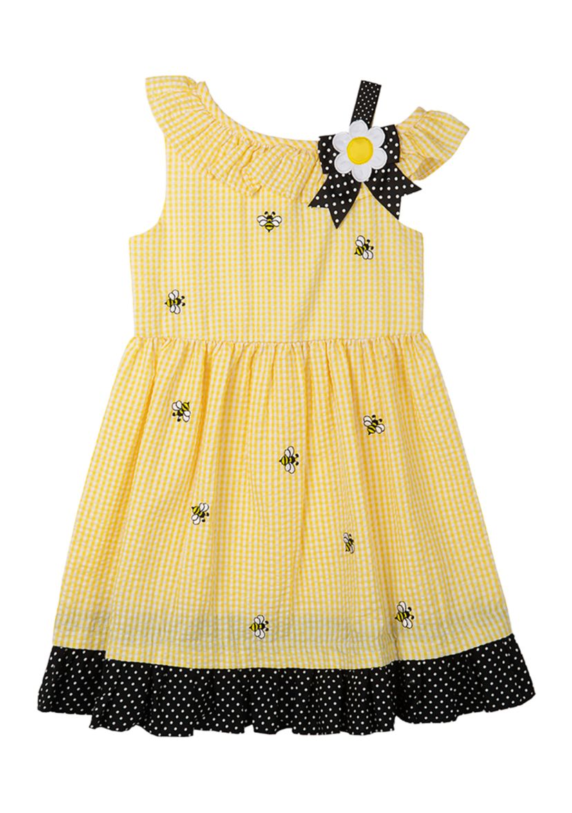 Girls 4-6x Check Bee Seersucker Dress