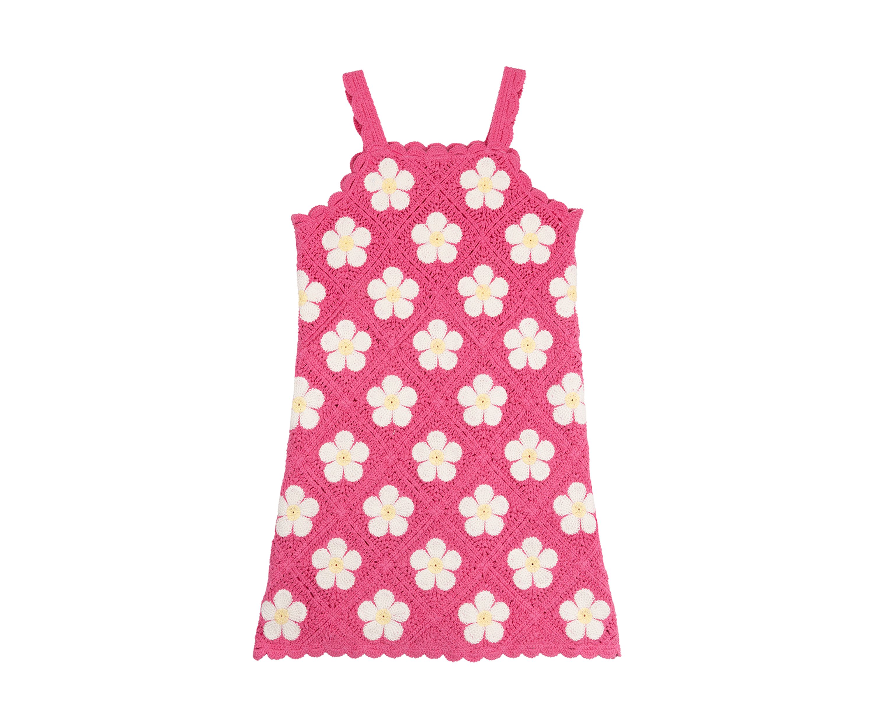 Girls 4-6x Floral Printed Crochet Dress