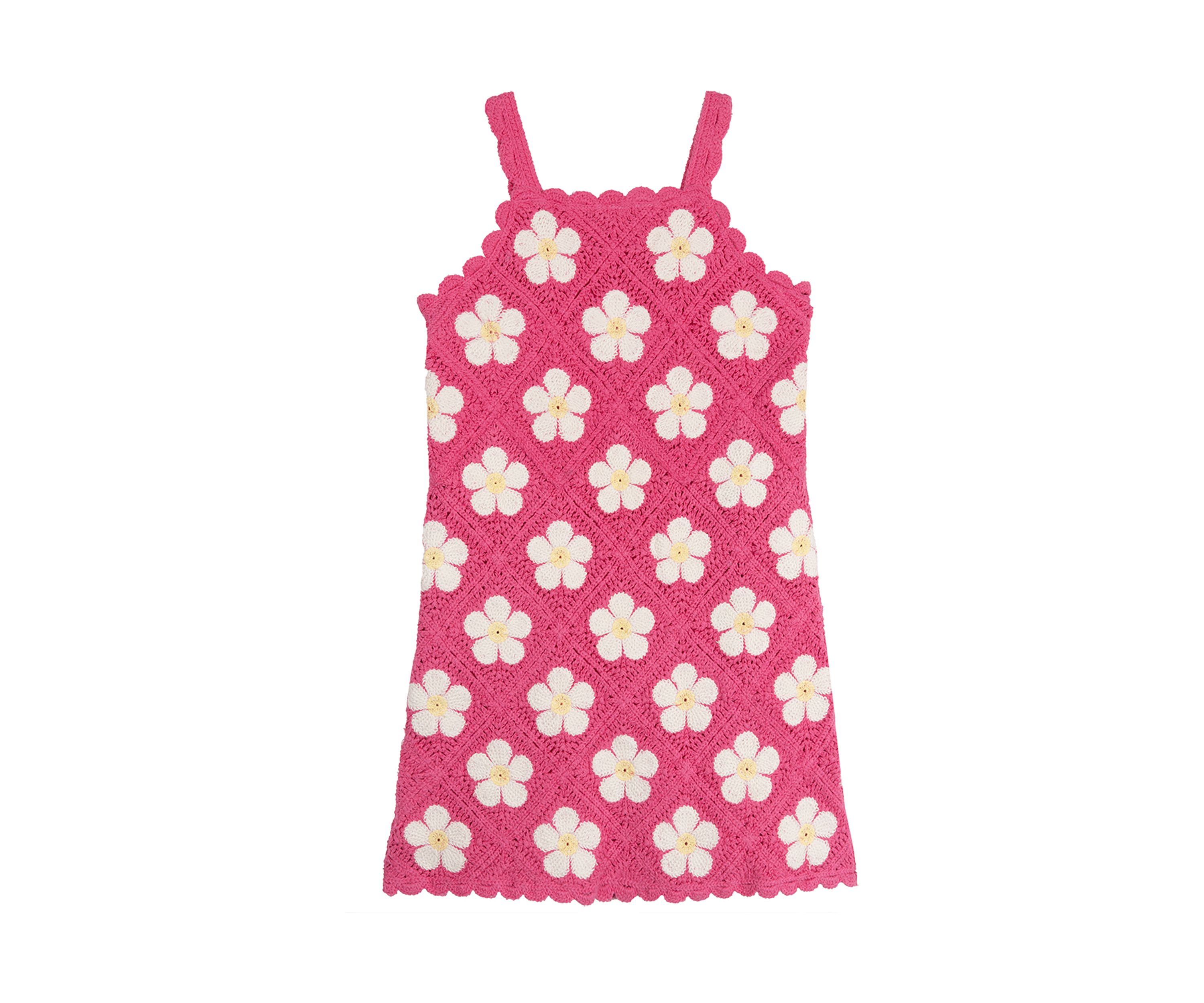 Girls 4-6x Floral Printed Crochet Dress
