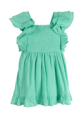 Rare Editions Girls 4-6x Flutter Sleeve Smocked Dress