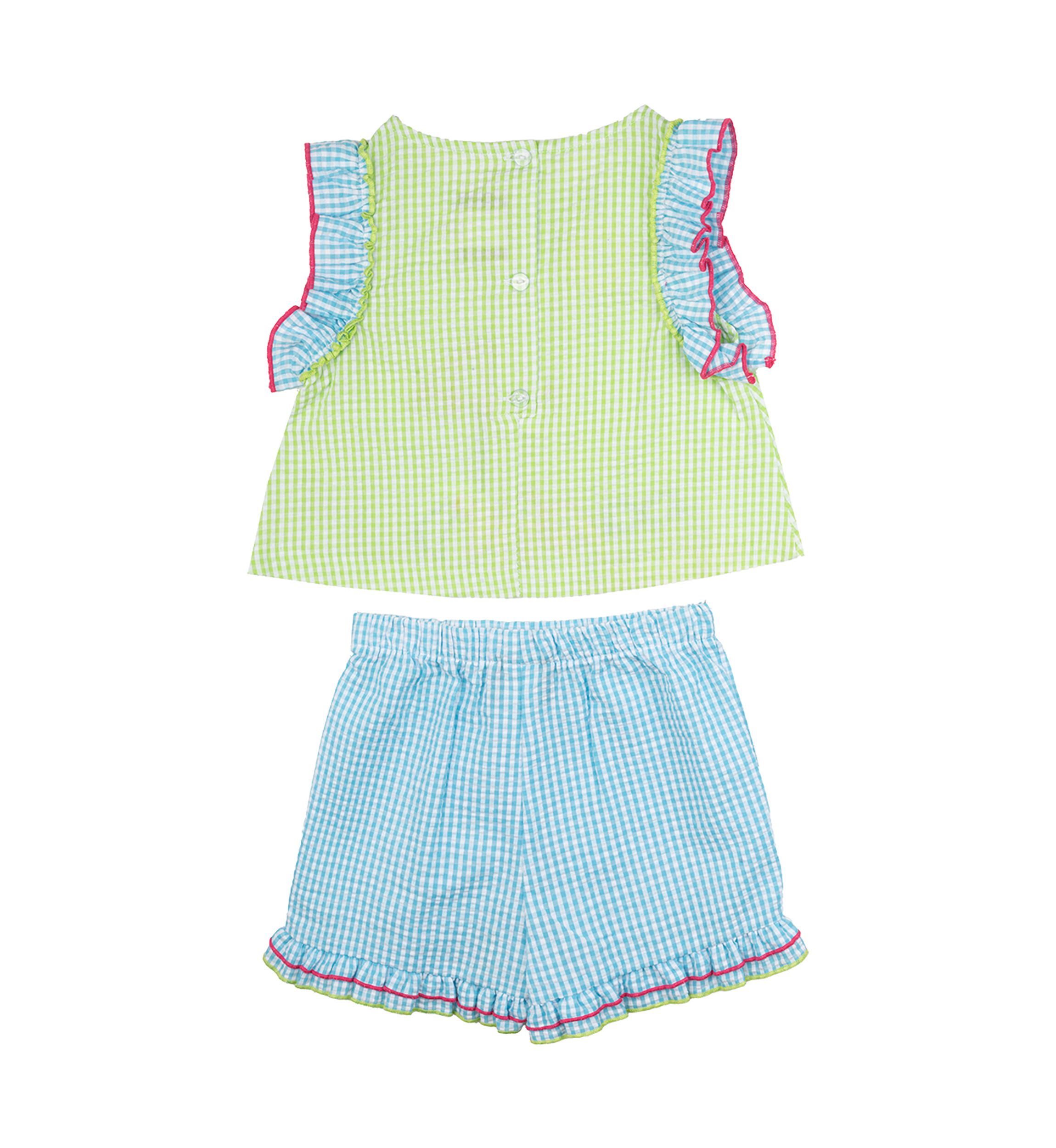 Girls 4-6x Beach Appliqué Seersucker Top and Shorts Set