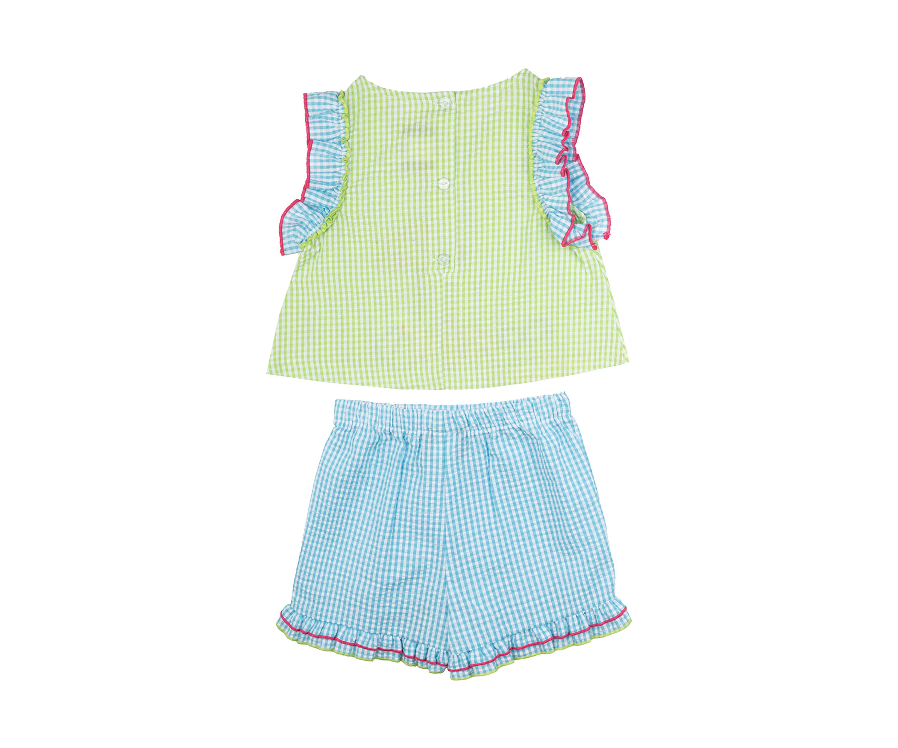 Girls 4-6x Beach Appliqué Seersucker Top and Shorts Set