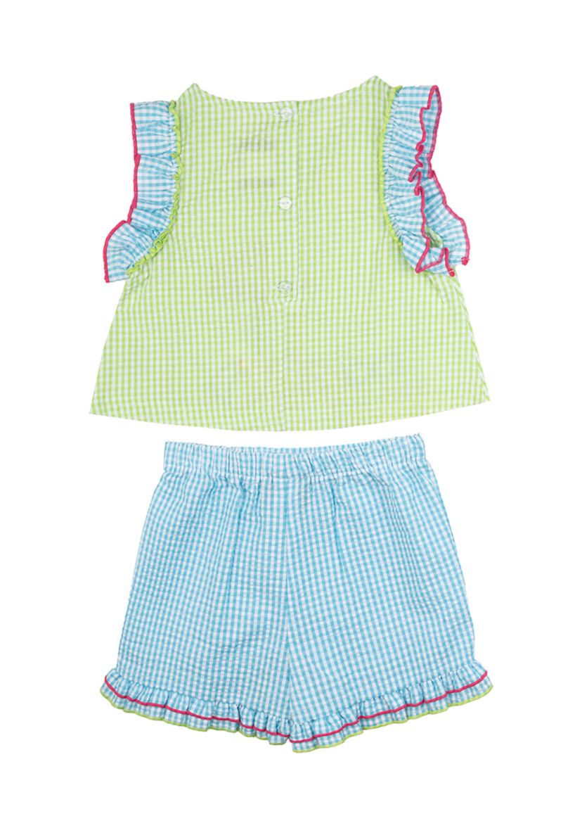 Girls 4-6x Beach Appliqué Seersucker Top and Shorts Set