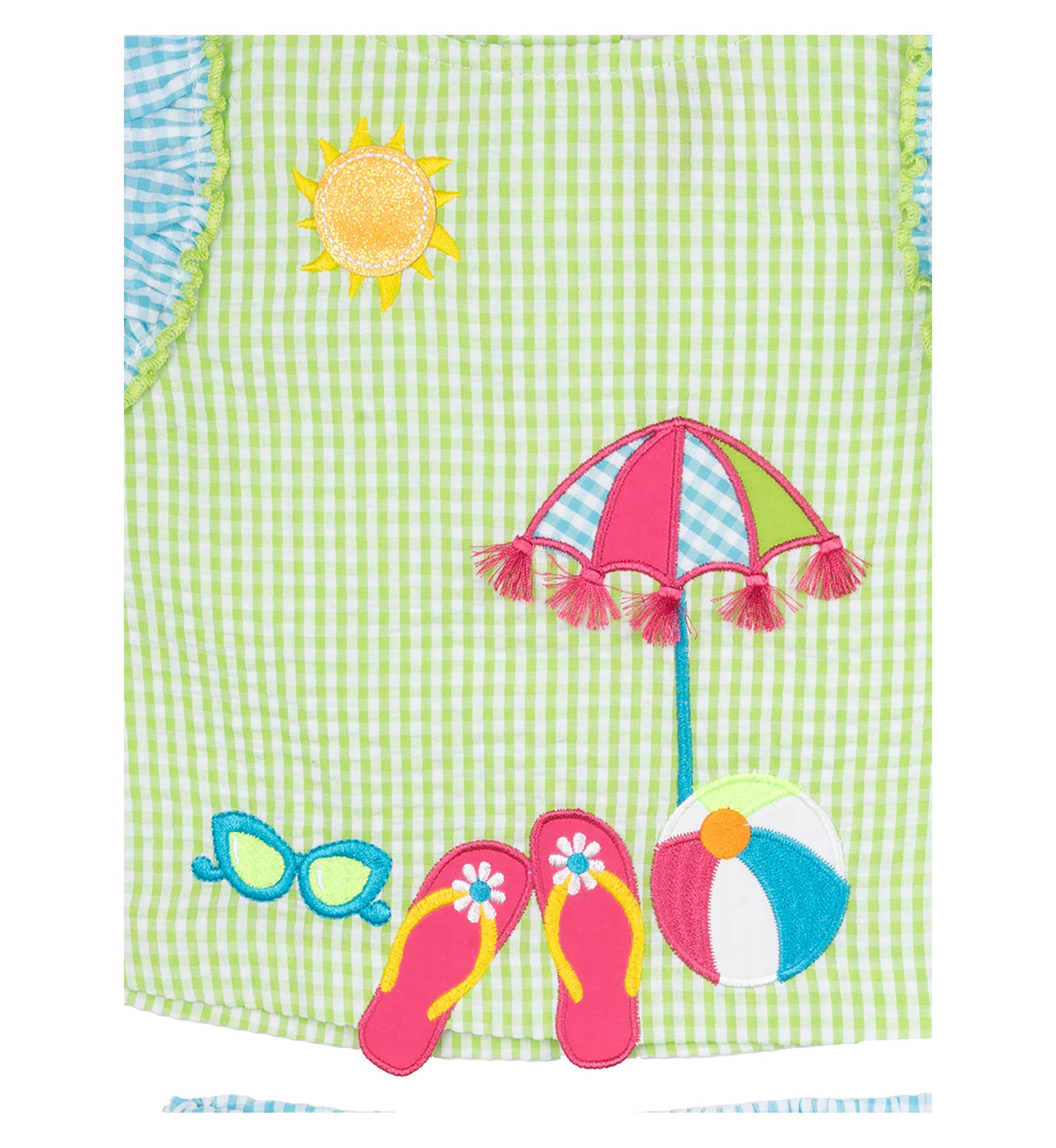 Girls 4-6x Beach Appliqué Seersucker Top and Shorts Set