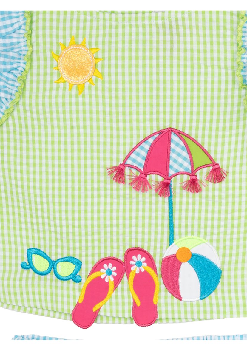 Girls 4-6x Beach Appliqué Seersucker Top and Shorts Set