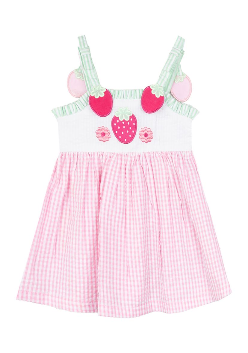 Girls 4-6x Sleeveless Strawberry Seersucker Dress