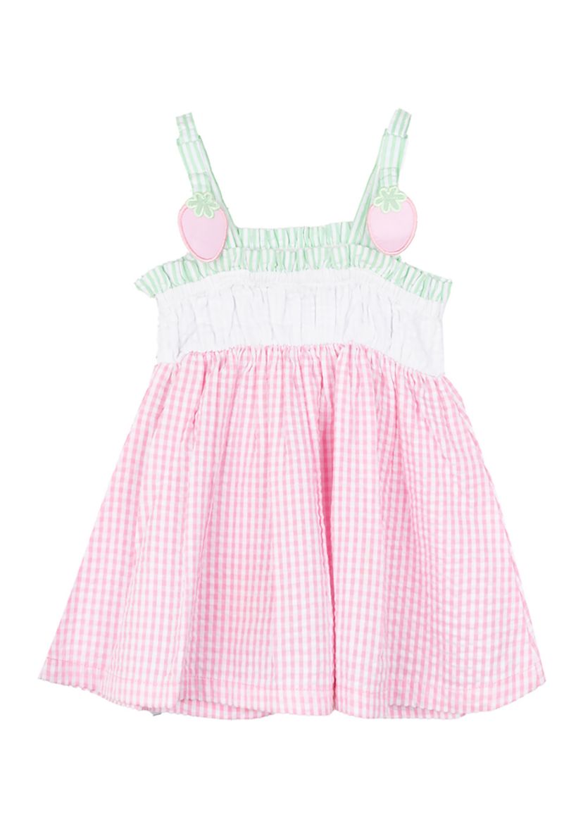 Girls 4-6x Sleeveless Strawberry Seersucker Dress